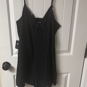 Express Black Lace Cami Romper with Front Bow